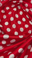 Polka Dot Satin Fabric - 3/4" Inch Super Soft Silky Satin Polka Dot Fabric - Pick Color - 75 Yard Roll