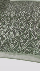 Geometric Fabric - Hunter Green - Geometric Sequins Pattern Design 4 Way Stretch Sold By Yard