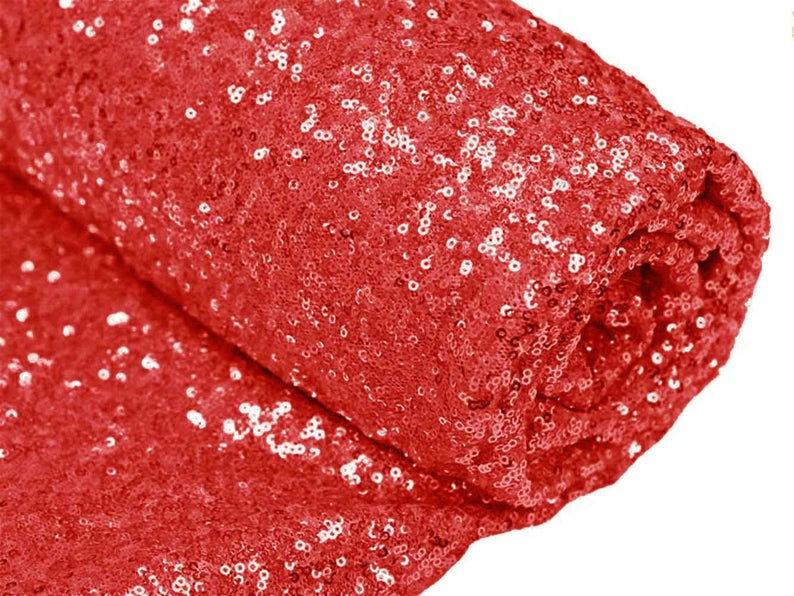 Mini Glitz Sequins - Red - 2 Way Stretch Shiny Sequins Mesh Fabric Sold By The Yard