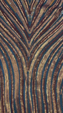 Multi-Color Fabric - Navy/Yellow/Gold - Feather Shape Sequins Fabric Sold By Yard