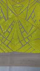 Geometric Fabric - Yellow on Yellow - Geometric Sequins Pattern Design 4 Way Stretch Sold By Yard