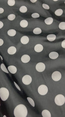 Polka Dot Satin Fabric - White on Black - 3/4" Inch Super Soft Silky Satin Polka Dot Fabric Sold By Yard