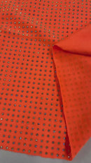 Solid Color Rhinestone Fabric - Orange - 4 Way Stretch Soft Solid Color Fabric with Crystal Stones Sold By Yard