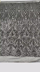 Geometric Fabric - Black  - Geometric Sequins Pattern Design 4 Way Stretch Sold By Yard