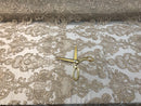 Floral - Taupe - Embroided Lace Fabric Damask Pattern - Beautiful Fabrics Sold by The Yard