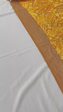 Geometric Fabric - Orange - Geometric Sequins Pattern Design 4 Way Stretch Sold By Yard