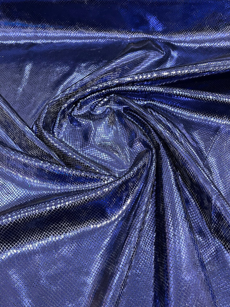 Snake Stretch Velvet - Navy Blue - 58/60" Stretch Velvet Fabric with Snake Print By Yard