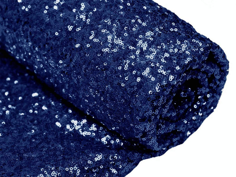 Mini Glitz Sequins - Navy -  Stretch Shiny Sequins Mesh Fabric Sold By The Yard