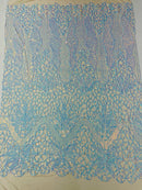 Elegant Floral Leaf Design - Aqua Iridescent