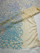 Elegant Floral Leaf Design - Aqua Iridescent