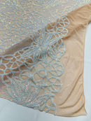 Elegant Floral Leaf Design - Aqua Iridescent