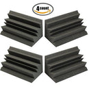 4 Pack Acoustic Foam Bass Trap Recording Studios Corner Wall 12" X 12" X 24"Bass Trap Kit Charcoal