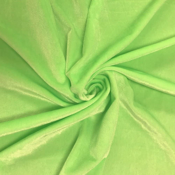 Velvet Stretch Fabric - Apple Green - Spandex Stretch Velvet Fabric 60'' Wide Sold By Yard