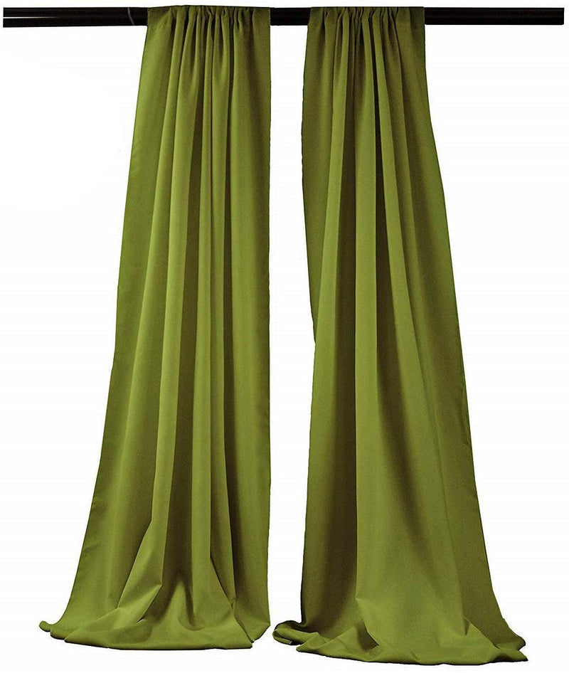 5 Feet x 10 Feet - Avocado - Polyester Backdrop Drape Curtains, Polyester Poplin Backdrop 1 Pair