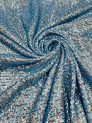 Mille Striped Stretch Sequins - Baby Blue - 4 Way Stretch Spandex Sequins Striped Fabric By The Yard