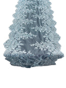 14" Metallic Flower Lace Table Runner - Baby Blue - Floral Runner for Event Decor Sold By The Yard