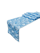 Satin Rosette Table Runner - Baby Blue - 12" x 90" Floral Design Event Decor Table Runner