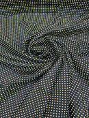 Power Mesh Rhinestone Fabric - Black - 4 Way Stretch Power Mesh Fabric Crystal Stones By Yard