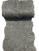 14" Metallic Floral Design Lace Table Runner - Black - Event Table Decor Runner Sold By Yard