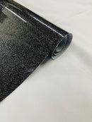 Vinyl Fabric - Black Shiny Sparkle Glitter Leather PVC - Upholstery By The Yard