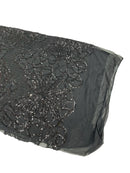 Elegant Floral Leaf Design - Black - 4 Way Stretch Sequins Lace Spandex Fabric By Yard