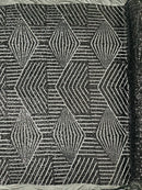 4 Way Stretch - Black - Geometric Design Sequins On Mesh Elegant Fabrics Sold By Yard