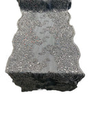 14" Metallic Floral Design Lace Table Runner - Black - Event Table Decor Runner Sold By Yard