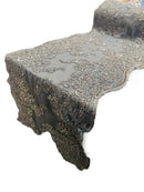 14" Metallic Floral Design Lace Table Runner - Black - Event Table Decor Runner Sold By Yard