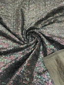 Mini Glitz Sequins Milliskin - Black Iridescent - 4 Way Stretch Milliskin Nylon Spandex Fabric Sold By Yard