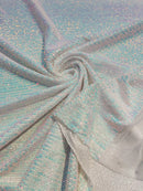 Mille Striped Stretch Sequins - Blue Iridescent - 4 Way Stretch Spandex Sequins Striped Fabric By The Yard