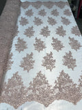 Flower Lace Fabric - Floral Clusters Embroidered Lace Mesh Fabric - 25 Yard Roll