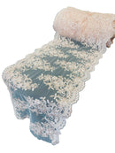 Flower Cluster Lace Sequins Table Runner - Blush - Floral Lace Table Runner Sold By Yard
