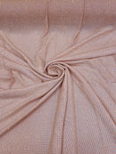 Power Mesh Rhinestone Fabric - Blush - 4 Way Stretch Power Mesh Fabric Crystal Stones By Yard
