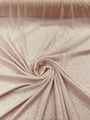 Power Mesh Polyester Rhinestone Fabric - Blush - 4 Way Stretch Power Mesh Fabric Crystal Stones By Yard