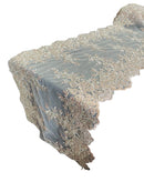 14" Metallic Flower Lace Table Runner - Blush - Floral Runner for Event Decor Sold By The Yard