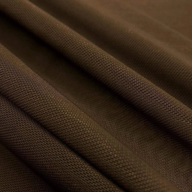 Power Mesh Fabric - Brown - Nylon Lycra Spandex 4 Way Stretch Fabric  58"/60" By Yard