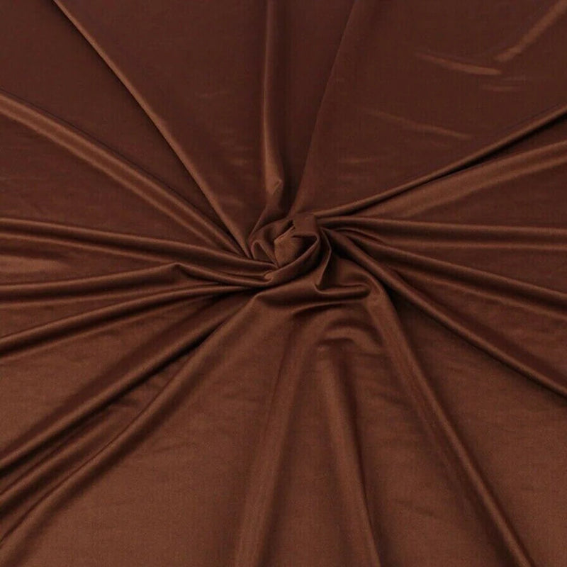 58" Shiny Milliskin Fabric - Brown - 4 Way Stretch Milliskin Shiny Fabric by The Yard (Pick a Size)