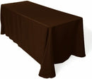 90" Solid Tablecloth - Brown - Polyester Poplin Rectangular Full Table Cover (Pick Size)