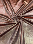 Foiled Stretch Velvet - Brown - 4 Way Stretch Velvet Foil Fabric - 60'' Wide Sold By The Yard
