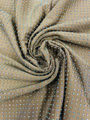 Solid Color Rhinestone Fabric - Brown - 4 Way Stretch Soft Solid Color Fabric with Crystal Stones Sold By Yard