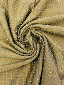 Solid Color Rhinestone Fabric - Brown - 4 Way Stretch Soft Solid Color Fabric with Crystal Stones Sold By Yard