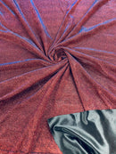 Shimmer Glitter Fabric - Burgundy / Blue - Luxury Sparkle Stretch Solid Fabric Sold By Yard