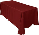 90" Solid Tablecloth - Burgundy - Polyester Poplin Rectangular Full Table Cover (Pick Size)