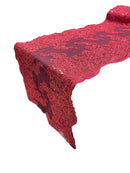 14" Metallic Floral Design Lace Table Runner - Burgundy - Event Table Decor Runner Sold By Yard