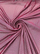 Power Mesh Polyester Rhinestone Fabric - Burgundy - 4 Way Stretch Power Mesh Fabric Crystal Stones By Yard