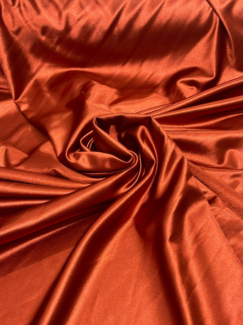 Spandex Polyester Fabric Burnt Orange Shiny Stretch Polyester 20% Spandex Fabric By Yard