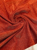 Shimmer Glitter Fabric - Burnt Orange - Luxury Sparkle Stretch Solid Fabric Sold By Yard