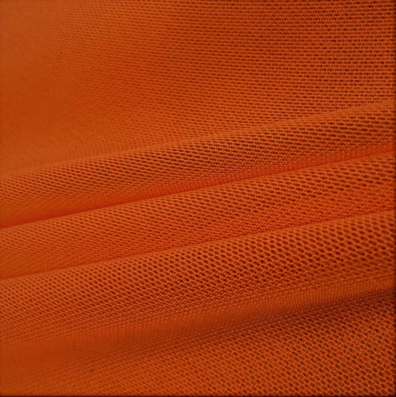 Power Mesh Fabric - Burnt Orange - Nylon Lycra Spandex 4 Way Stretch Fabric  58"/60" By Yard