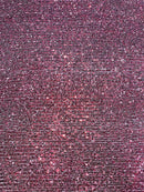 Mille Striped Stretch Sequins - Burgundy - 4 Way Stretch Spandex Sequins Striped Fabric By The Yard