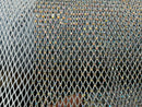 Iridescent Rhinestones Fabric On Baby Blue Stretch Net Fabric, Fish Net with Crystal Stones by yard
